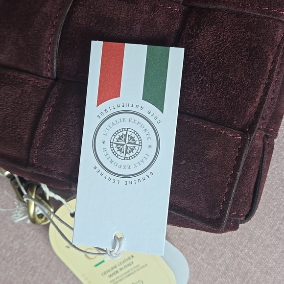 NWT VIOLA CASTELLANI Made In Italy Suede Woven Crossbody - Picture 4 of 4